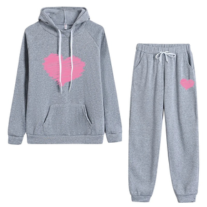 Conjunto Deportivo de 2 Piezas para Mujer, Sudadera con Capucha y Pantalones Deportivos, Diseño con Corazón, Estilo Casual para Otoño e Invierno, Gran Venta - Product Image 2