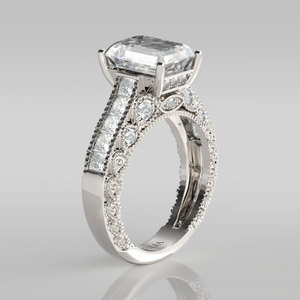 Jeulia Vintage <b>Emerald</b> Cut <b>Ring</b>-Handmade Boho Romantic Sterling <b>Silver</b> Engagement Jewelry - Product Image 3