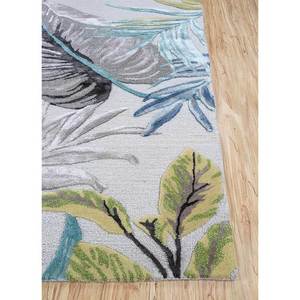 Tapis Hacienda en laine et viscose tuftés à la main, gris et noir, à rayures florales, rectangulaires, pour la maison, tapis moelleux pour salon, tapis de couloir - Product Image 4