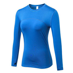 Camiseta de compresión de alta calidad para mujer, camisetas de gimnasio de manga larga, Camiseta deportiva transpirable personalizada, fábrica OEM con precio barato - Product Image 3
