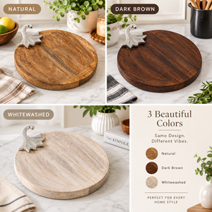 Plateau décoratif en bois en forme de citrouille, rond, rustique, décoration de table d'automne, thème Thanksgiving, design plantes et fleurs - Product Image 5