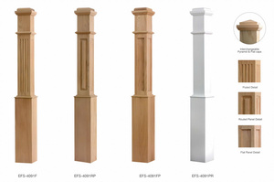 Poste de Arranque Cuadrado de Roble Rojo Sólido 55'' Tapas Intercambiables de Pirámide y Planas Incluidas Estilo Liso Accesorio para Muebles de Madera Sólida Nuevo Lanzamiento - Product Image 5