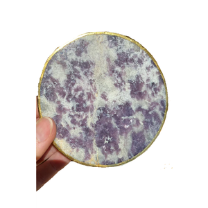 Posavasos de piedra Lepidolita Piedra Natural curación Posavasos de cristal para bebidas con soporte de café piedra de chakra Protección Energética - Product Image 2
