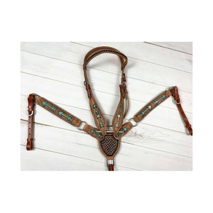 Vente chaude marron Premium qualité cuir cheval Headstall & collier de poitrine Tack Set avec Designer flèche imprimer accessoires d'équitation - Product Image 1