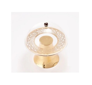 Trending Design Metal Dessert <b>Stand</b> <b>With</b> <b>Glass</b> <b>Dome</b> Round Shape Green And Gold Color Chocolates Server - Product Image 5