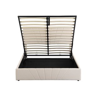 TH-H8389 ensembles de chambre à coucher de luxe modernes meubles lit en cuir véritable rembourré avec tête de lit étendue - Product Image 5