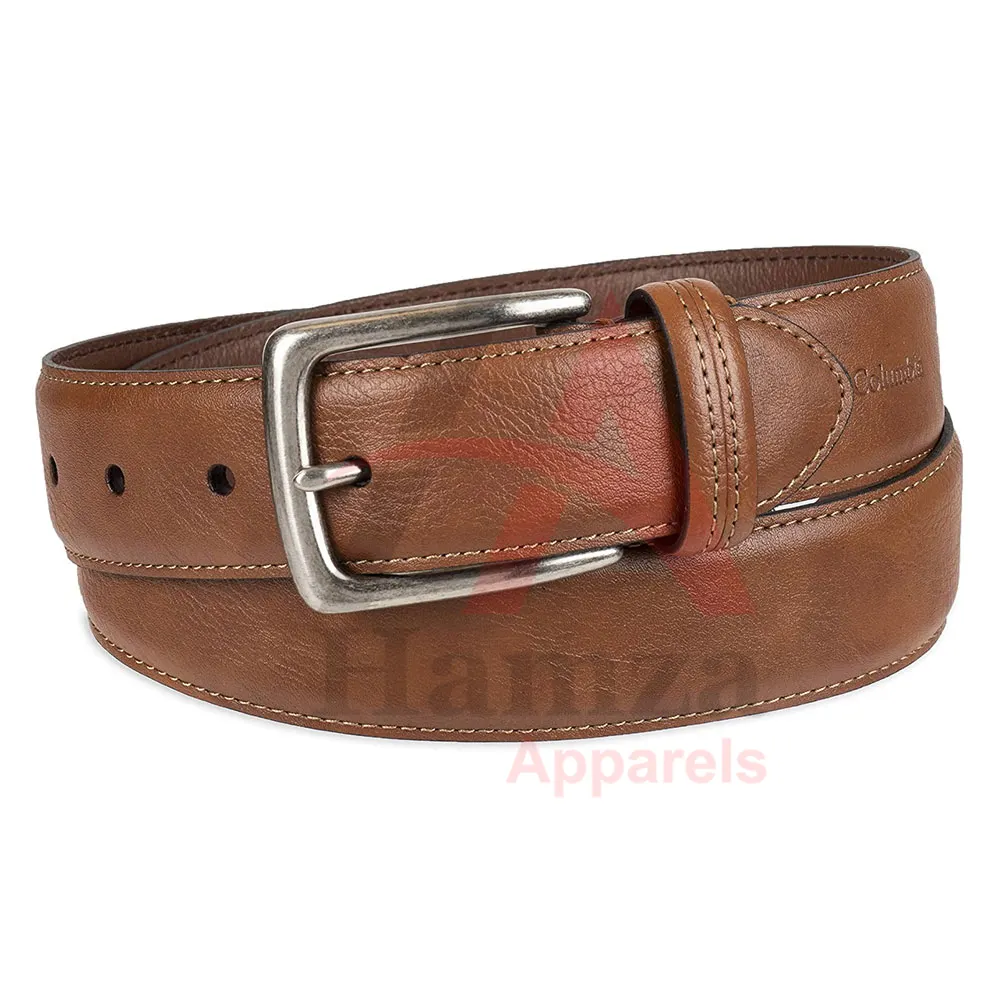 Men's Casual Trinity Style for Jeans Khakis Dress Leather Strap Silver Prong Buckle Belt, Silver Customize Leather Fashion