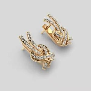 Pendientes de Aro con Diamantes Redondos y Cierre de Seguridad, Joyería de Primera Calidad para Revendedores y Regalos - Product Image 1