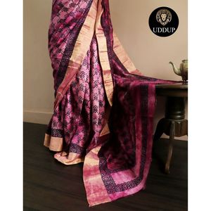 HD Beautiful Colorful Designer Indian Plain Blouse Saree <b>Flower</b> Animals Printed for Stylist Ethnic and Party Wear - Product Image 5