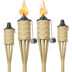Großhandel Öl flammende Bambus Tiki Fackel licht neue trendige Mini-Fackeln für Garten Hochzeit Dekoration