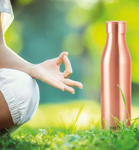 A sleek, polished copper water bottle with a modern design and a <b>secure</b> screw-top lid. - Product Image 6