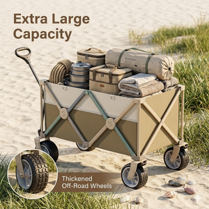 Wholesale Heavy Duty Folding Camping Wagon <strong>Cart</strong> with All-Terrain Wheels Portable <strong>Outdoor</strong> Beach Trolley Utility <strong>Garden</strong> <strong>Cart</strong> - Product Image 1
