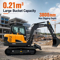 Mini-excavatrice de 6 tonnes homologuée CE avec moteur diesel, climatisation de cabine, chenilles en acier, 6000 kg, pour la construction routière