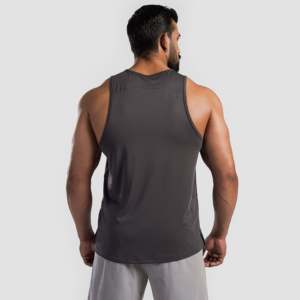 <b>Men's</b> XL Gym Tank Top Plain Cotton Spandex Muscle Style <b>Vest</b> with Hood Collar <b>Compression</b> Fitness Singlet Logo Print Grey - Product Image 3