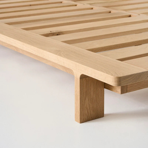 Luxury Solid Teak <b>Bed</b> Frame with Upholstered Headboard for <b>Modern</b> Bedroom Furniture - Product Image 5