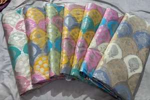 ผ้าไหมผ้าฝ้าย70% ลายเรขาคณิตนามธรรมหลายสีทนทานต่อการขีดข่วนผลิตตามสั่ง30% สดใส - Product Image 2