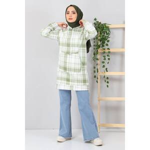 Sweat-shirt polaire Kangourou pour femmes et filles, à capuche, style quotidien, broderie soyeuse, fermeture éclair, motif lettre, vêtement d'hiver - Product Image 4