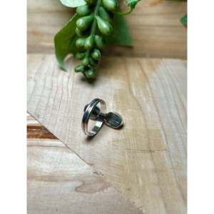Navajo-Made Natural Coral & Sterling <b>Silver</b> <b>Statement</b> <b>Ring</b> Size 6 Geometric Bezel Setting Vermeil Plating Everyday Wear - Product Image 4