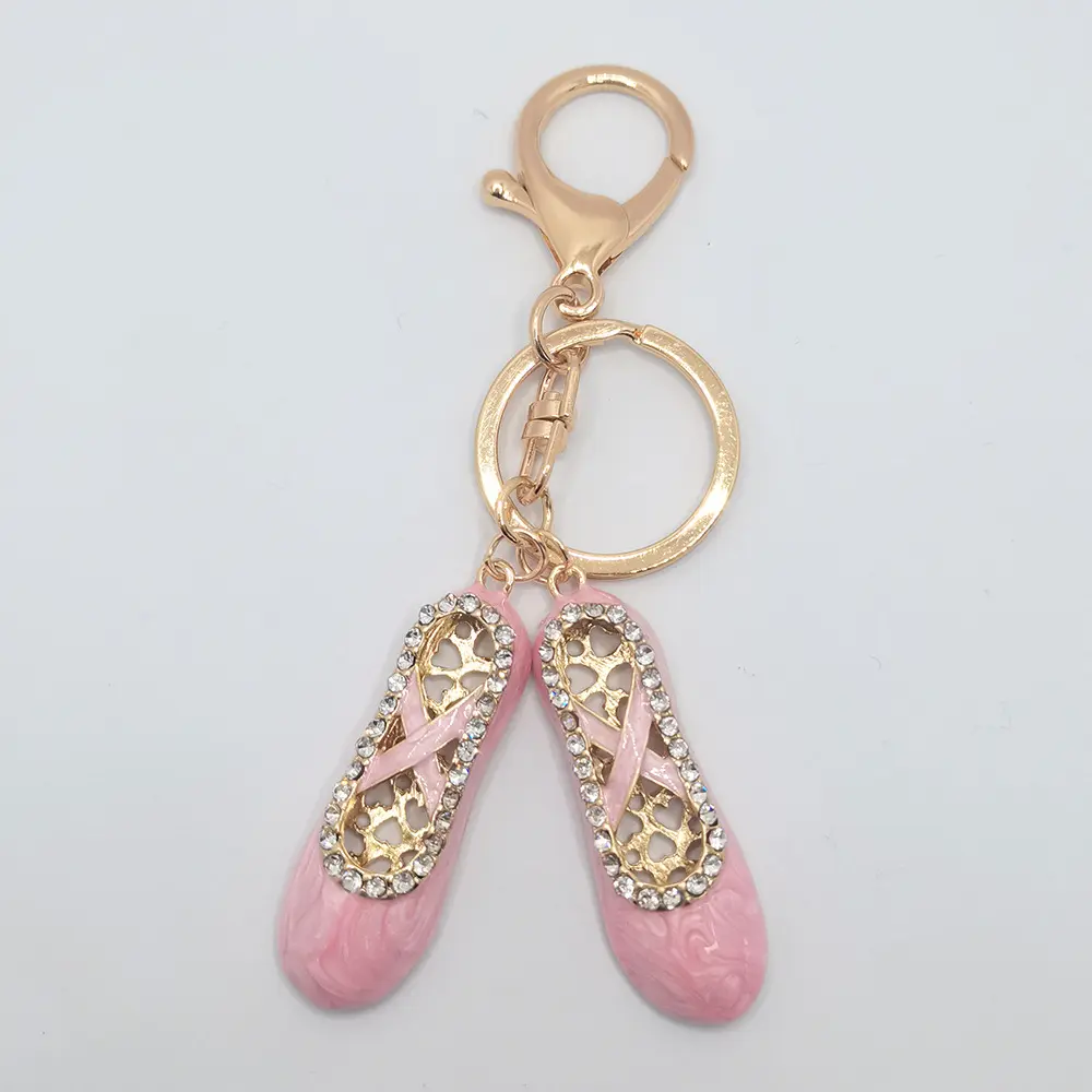 Factory New rhinestone boot metal key chain pendant cute creative small gift ballet shoes keychain Rhinestone Shoes Keychain