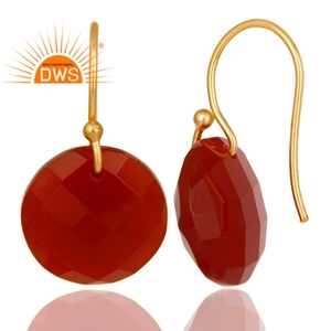 Meilleure vente de boucles d'oreilles en argent sterling plaqué or 18 carats avec pierres précieuses en onyx rouge naturel fabricant de bijoux personnalisés - Product Image 2