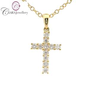 Venta al por mayor 15mm 0.35ct Diamante Natural Cruz Colgante Garra Ajuste 18K Blanco/Oro Amarillo Oro Rosa para Uso Diario Regalos Cristianos - Product Image 1