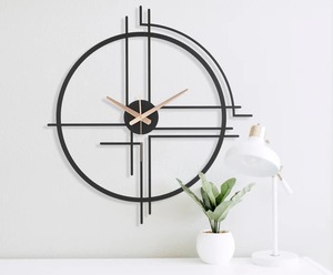 Horloge murale élégante en métal aiguille mouvement mécanique noir Design moderne pour chambre salon bureau cuisine décoration - Product Image 3
