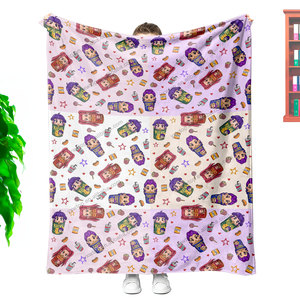 Grosir desain khusus populer kartun k-pop Huntrix ramah lingkungan empat musim Sofa mewah Super lembut bepergian selimut pembawa harimau - Product Image 3