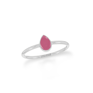 Bague empilable en argent sterling 925 de qualité supérieure, sertie d'un cabochon lisse, tourmaline rose, forme poire ovale, classique, pour femmes, lot de 12 - Product Image 3