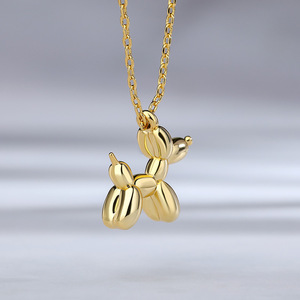 Jeulia Sterling Silver Balloon Dog Necklace-Rhodium Plated Cartoon <b>Pendant</b> with Diamond and <b>Emerald</b> Accents - Product Image 6