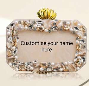 Bolso de resina medio redondo con diseño de mármol de último diseño con cadena, bolso de mano de mujer atractivo, monedero decente para mujer de negocios - Product Image 5