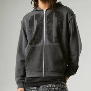 Venta al por mayor OEM Streetwear Hoodie | Costura de contrato personalizado y Puff Print | Diseño desgastado Sudadera con capucha de alta calidad - Product Image 1