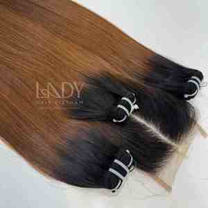 ผมต่อแบบกระดูกตรงสีน้ำตาล100% บริสุทธิ์ - Product Image 1