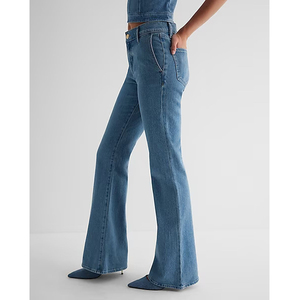 Vente en gros de jeans taille haute de haute qualité pour femmes grande taille évasés jeans en denim pour femmes jeans à jambes larges pour femmes - Product Image 4