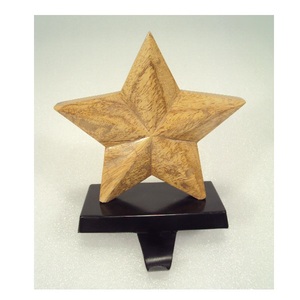 Wooden Star With Metal <b>Stocking</b> <b>Holder</b> For Christmas Table Top Decorative - Product Image 1