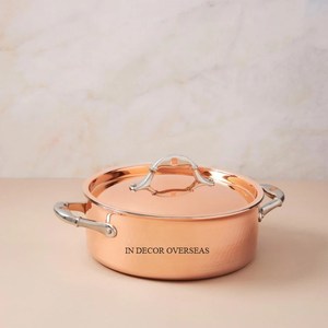 Casseroles en cuivre Ruffoni à texture martelée très en demande Ustensiles de cuisine Casseroles Chef Pan avec poignées en acier inoxydable argenté - Product Image 3