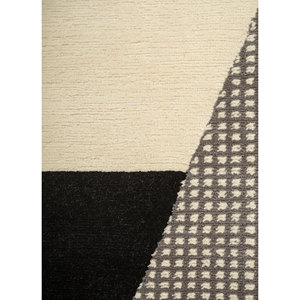 Alfombra de Lana Anudada a Mano Aiwl-3066, Color Marfil, Diseño Geométrico Boho Rectangular, para Entrada, Pasillo, Estilo Abstracto Tabriz, Hecha a Mano - Product Image 3