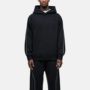 Conjunto Deportivo de Pantalones y Sudadera con Capucha de Diseño Nuevo, Estilo Informal con Ribete Blanco, Ajuste Holgado, Logotipo Personalizado de Alta Calidad - Product Image 1