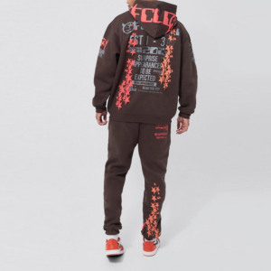 LOGO personnalisé Survêtement de gymnastique deux pièces respirant à impression bouffante complète pour hommes Survêtements unisexe à capuche solides Offre Spéciale le fitness - Product Image 3