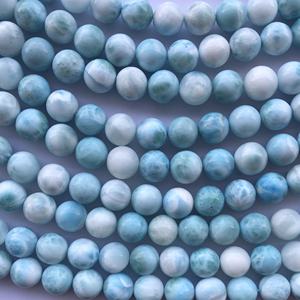 10mm 12mm 14mm pierre de Larimar bleue naturelle lisse forme ronde perles de pierre précieuse brin bijoux Bracelet Alibaba cristaux vente en gros - Product Image 3