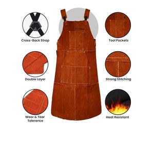 Tablier de soudage unisexe en cuir respirant à séchage rapide de haute qualité conception personnalisée vêtements de sécurité confortables ignifuges et étanches - Product Image 6