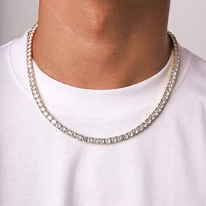 VVS Moissanite Bijoux Style Glacé Tennis Chaîne Fine Jewelry Hip Hop 925 Argent Diamant Tennis Chaîne Collier pour Hommes - Product Image 5