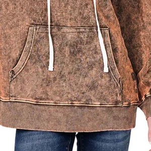 เสื้อกันหนาวผู้หญิงโอเวอร์ไซส์ผ้าโพลีเอสเตอร์ผ้าฝ้ายโพลีเอสเตอร์ลายสีทึบลำลองสำหรับฤดูหนาวแบบวินเทจซีดจาง - Product Image 6