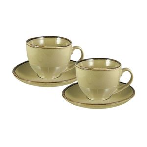 Set di 2 tazze di tè di fango per la colazione con piattini - Product Image 1