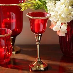 Bougeoir décoratif en verre rouge vintage Bougeoir en verre rouge Bougeoir décoratif Bougeoir antique en verre - Product Image 2