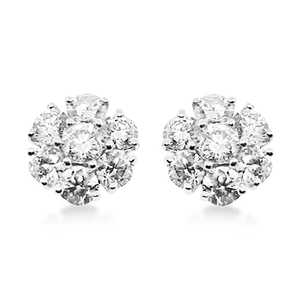 Boucles d'oreilles en forme de fleur de diamant de 2,05 carats en or blanc 14 carats - Product Image 3