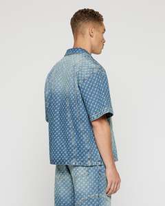 Chaqueta vaquera de lona de manga corta con botones estampados de fabricante de ropa personalizada OEM gruesa de franela para hombre - Product Image 3