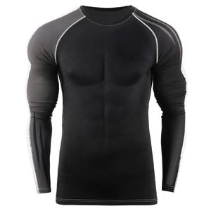 Customized Manufacture Men Rash Guard Wholesale Prices Plain-Fitness Men Rash Guard <b>Black</b> and Grey-Color Rash Guard - Product Image 1