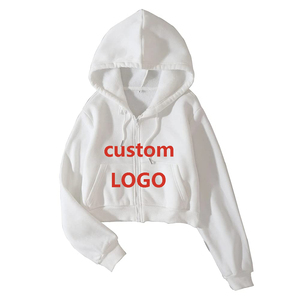 OEM Women <b>Cropped</b> Hoodie Set <b>Cropped</b> <b>Zip</b> <b>up</b> Hoodie Manufacturer Distressed Blank <b>Cropped</b> Hoodie Unisex Oversized Custom logo - Product Image 4
