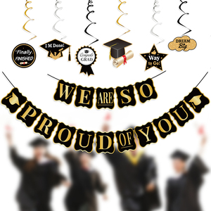 <b>Graduation</b> Party Decorations Gold Black PVC Streamers Luxury Paper <b>Banners</b> - Product Image 6