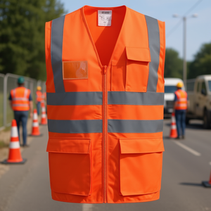 Gilet orange haute visibilité EWALD conforme aux normes ISO 20471 et 13688 SAFESTYLE, autocollants et lumières réfléchissants promotionnels - Product Image 3